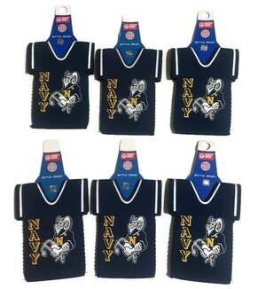 NCAA US Naval Academy Coolers Lot 6 Pack Navy Jersey Bottle Sleeve Neoprene Blue
